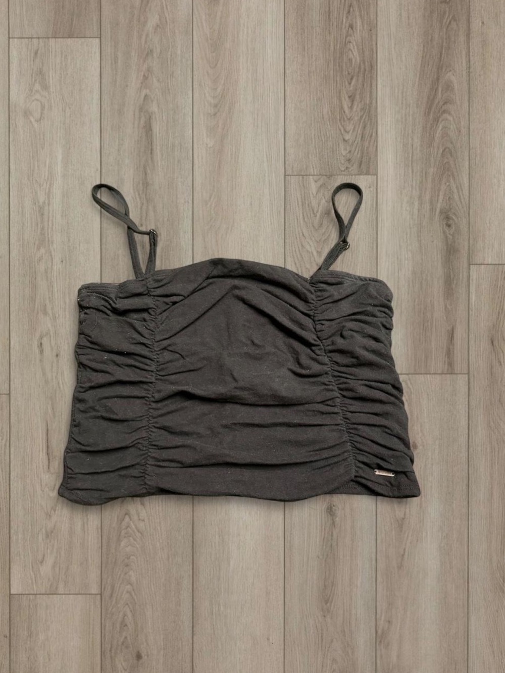 Hollister Black Ruched Spaghetti Strap Crop Top